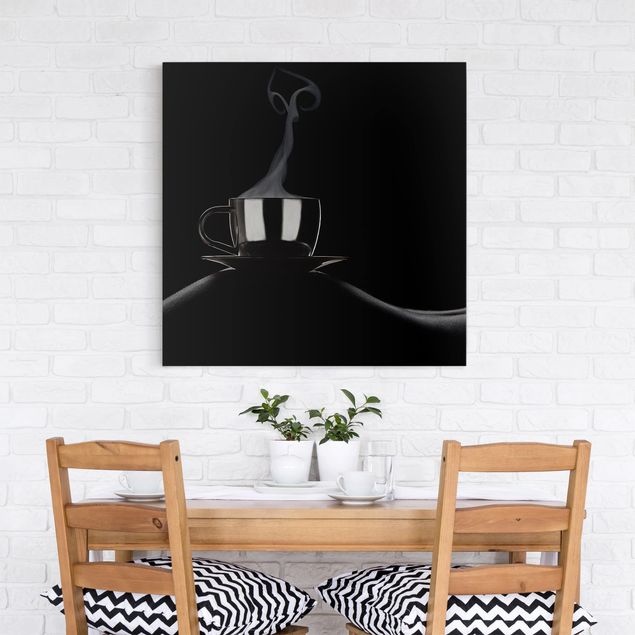 Tableaux sur toile en noir et blanc Café au lit