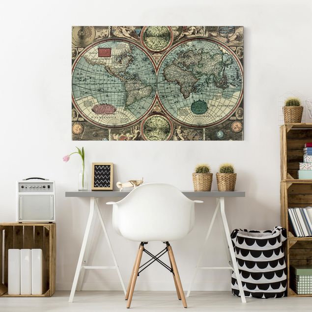 Tableau carte du monde L'ancien monde