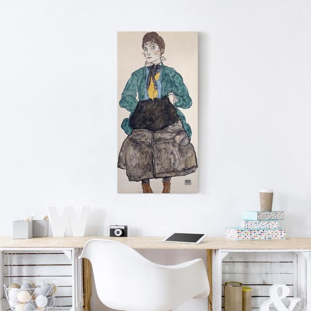 Tableaux Artistiques Egon Schiele - Femme au chemisier vert et à la moufle
