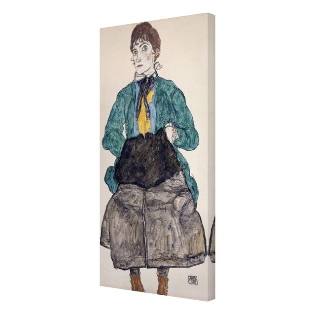 Tableau reproduction Egon Schiele - Femme au chemisier vert et à la moufle
