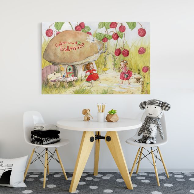 Tableau dominante rouge The Strawberry Fairy - Sous le framboisier