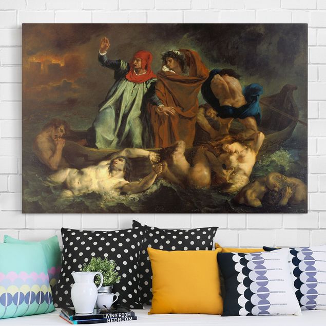Déco mur cuisine Eugène Delacroix - La Barque de Dante (Dante et Virgile en enfer)