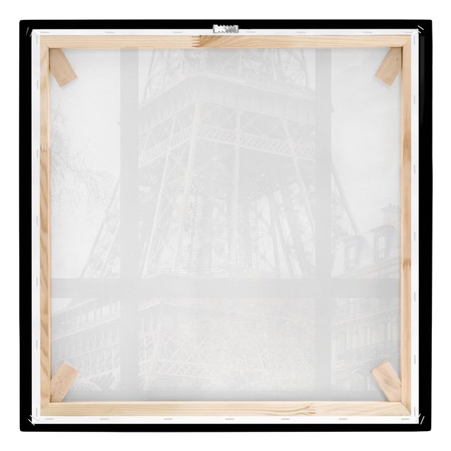 Tableaux noir et blanc Vue d'une fenêtre à Paris - près de la Tour Eiffel