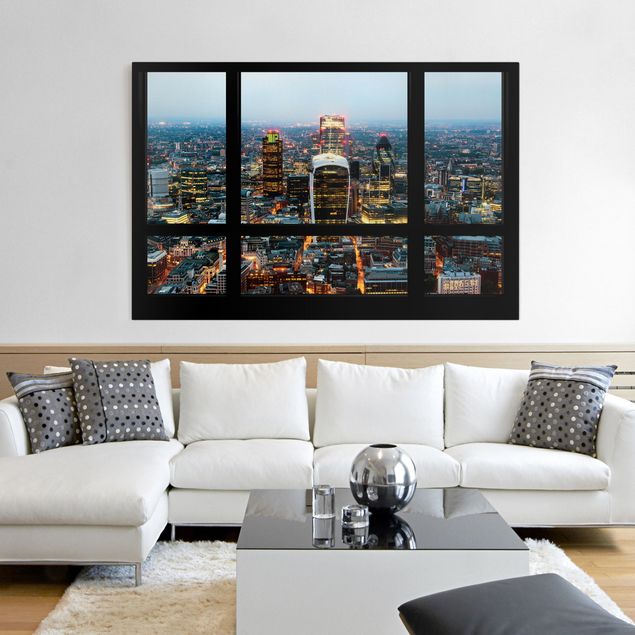 Tableau London Vue de fenêtre - Skyline illuminée de Londres