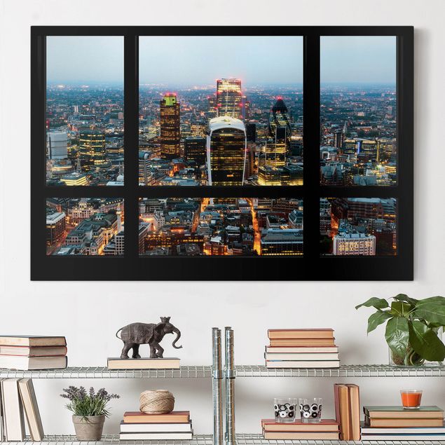 Déco mur cuisine Vue de fenêtre - Skyline illuminée de Londres