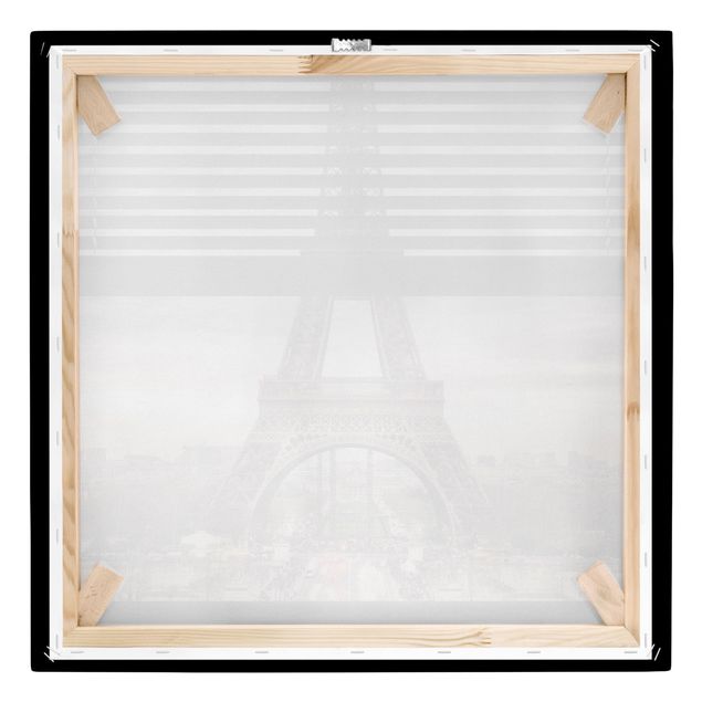 Tableau décoration Vue d'une fenêtre avec rideau - Tour Eiffel Paris