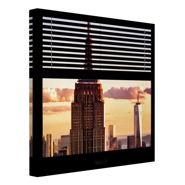 Tableaux moderne Vue d'une fenêtre avec rideau - Empire State Building New York