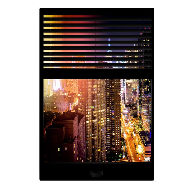 Tableau de ville Window View Blinds - Manhattan at night