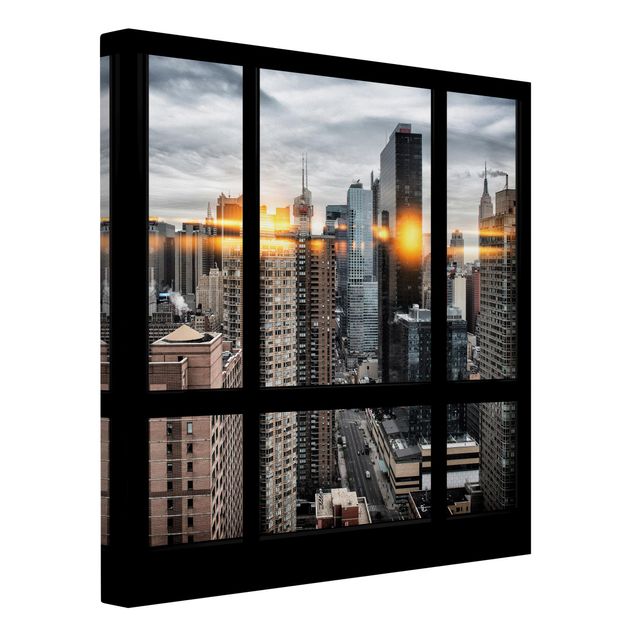Tableaux moderne Fenêtres donnant sur New York avec reflet du soleil