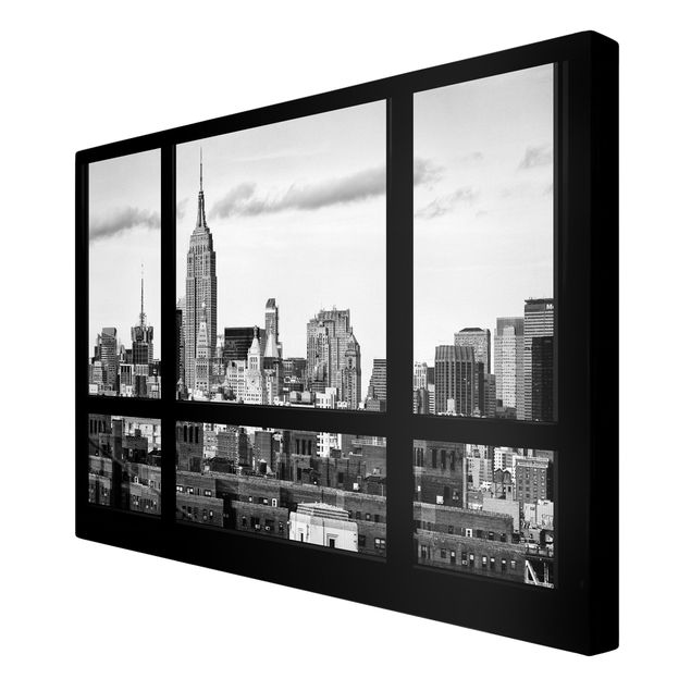 Tableau moderne Fenêtre Manhattan Skyline noir et blanc
