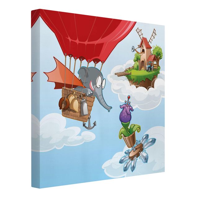 Tableaux modernes La ferme volante - Éléphants dans les nuages