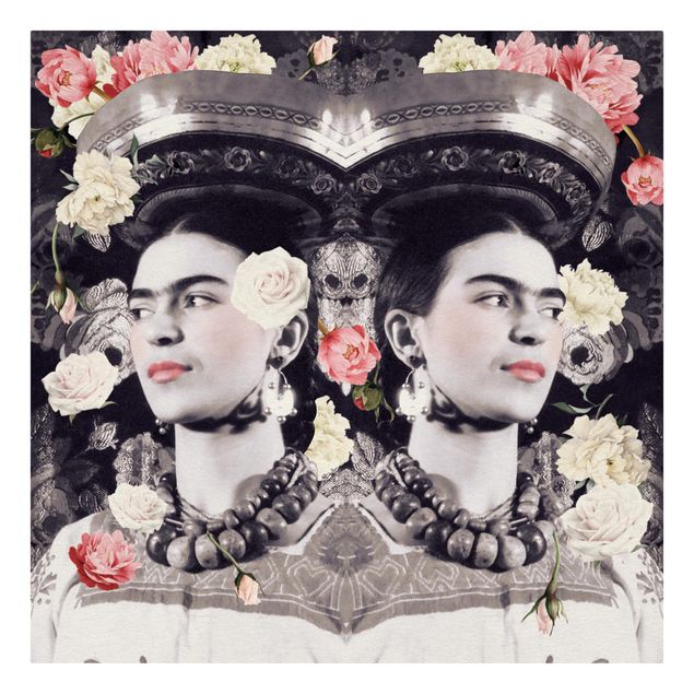 Tableau noir Frida Kahlo - Flood de fleurs