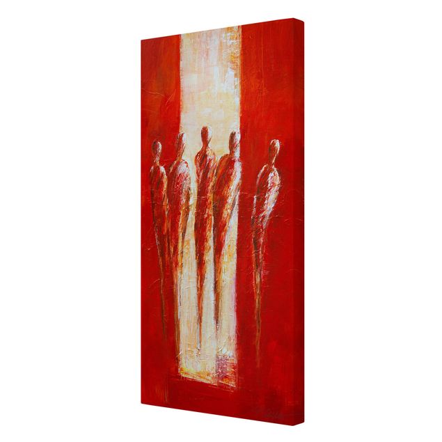 Tableau décoration Cinq figures en rouge 02