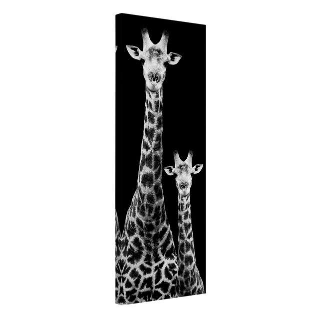 Tableaux girafes Duo de girafes noir et blanc