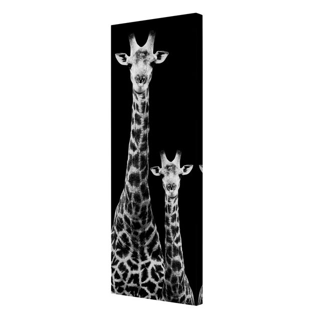 Tableaux sur toile en noir et blanc Duo de girafes noir et blanc