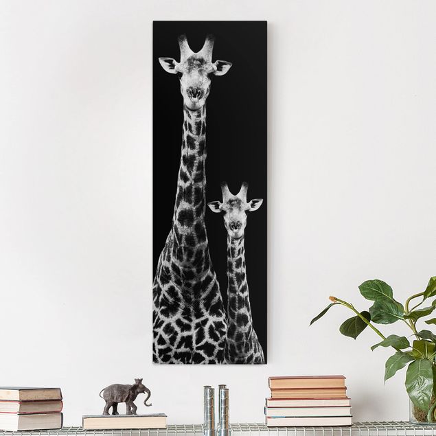 Tableaux animaux Duo de girafes noir et blanc