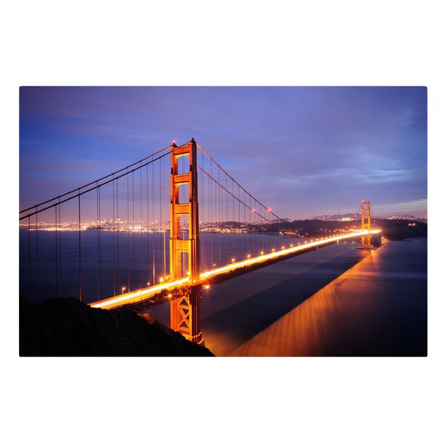 Tableau lilas Golden Gate Bridge la nuit