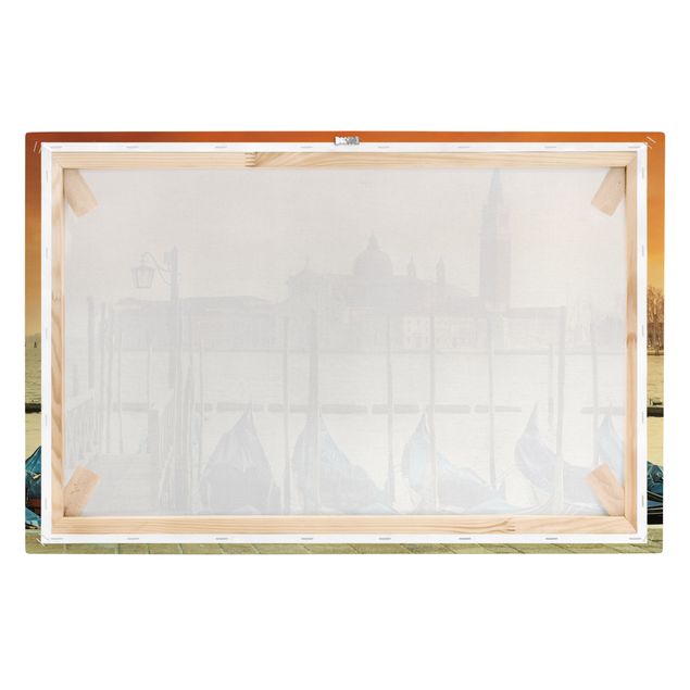 Tableau avec couleur orange Gondoles à Venise
