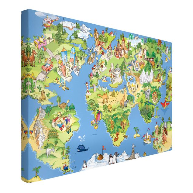 Mappemonde toile Grande et drôle carte du monde