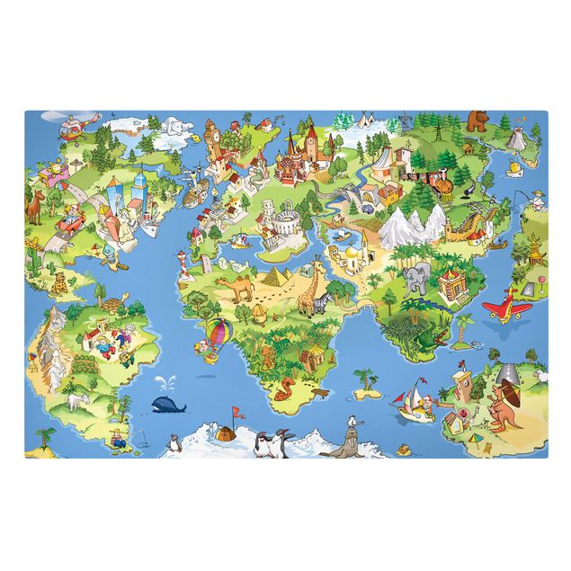 Tableau vert Grande et drôle carte du monde