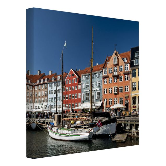 Tableau toile ville Port à Copenhague