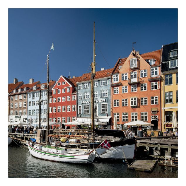 Tableau deco bleu Port à Copenhague