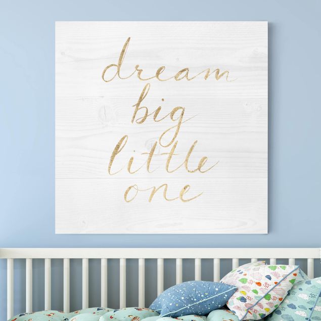 Déco chambre bébé Mur en bois blanc - Dream Big