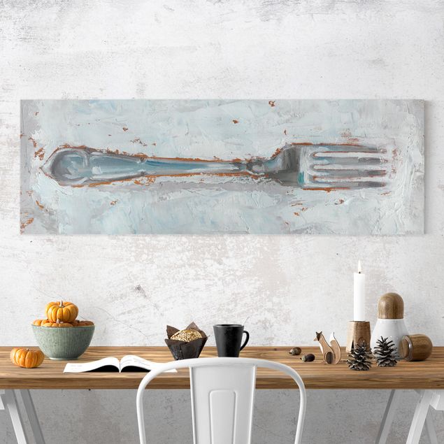 Déco mur cuisine Couverts impressionnistes - Fourchette