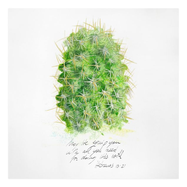 Tableau couleur vert Cactus avec verset biblique I