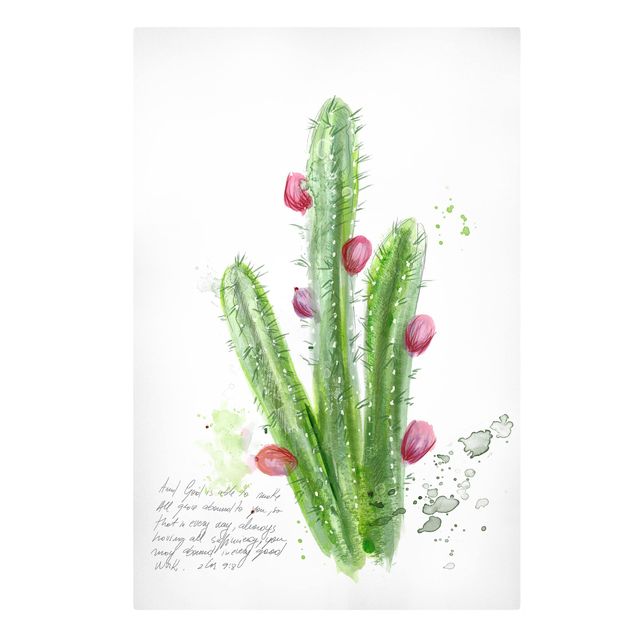 Tableau vert Cactus avec verset biblique II