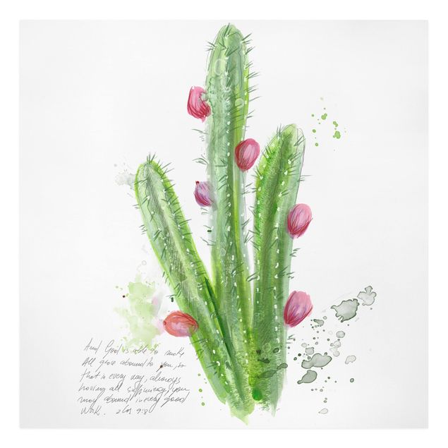 Tableau vert Cactus avec verset biblique II