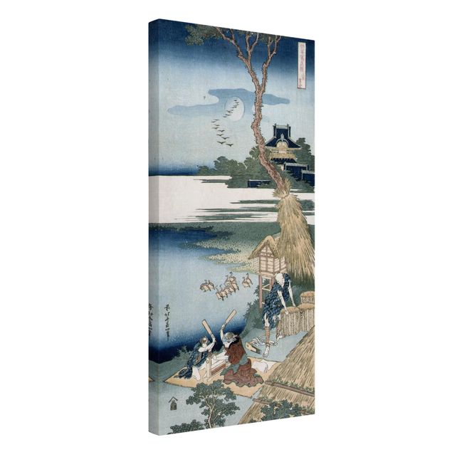 Tableaux oiseaux sur toile Katsushika Hokusai - Un paysan traversant un pont