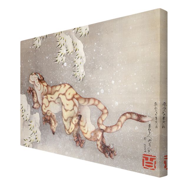 Tableaux reproduction Katsushika Hokusai - Tigre dans une tempête de neige