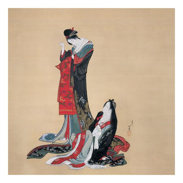 Tableau reproduction Katsushika Hokusai - Deux courtisanes
