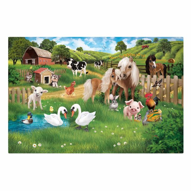 Tableau toile chien Animal Club International - Les animaux de la ferme