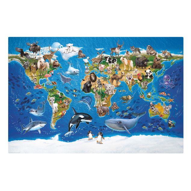 Tableau multicolore Animal Club International - World Map With Animals