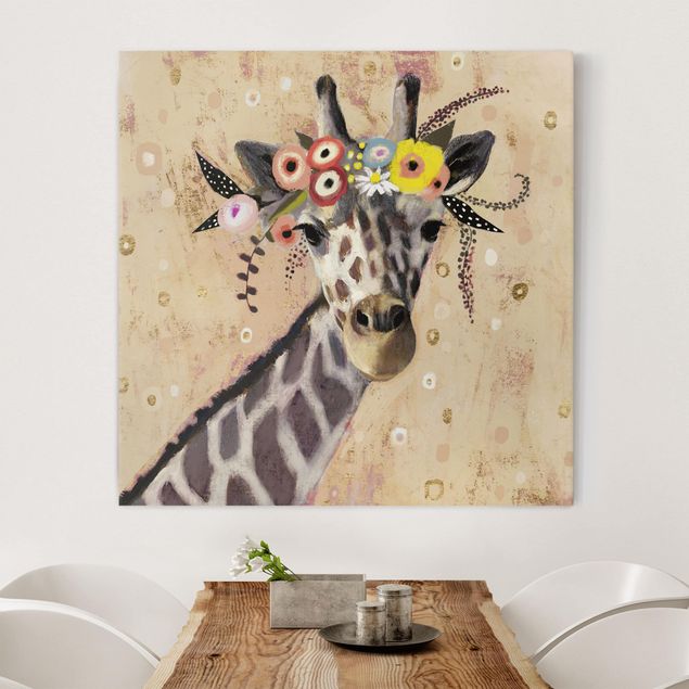 Tableaux girafes Klimt Girafe