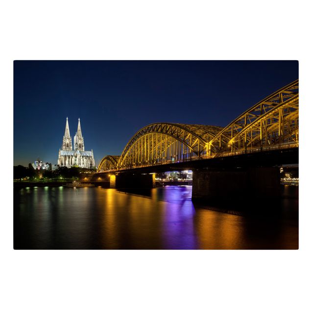 Tableau toile ville Cologne la nuit