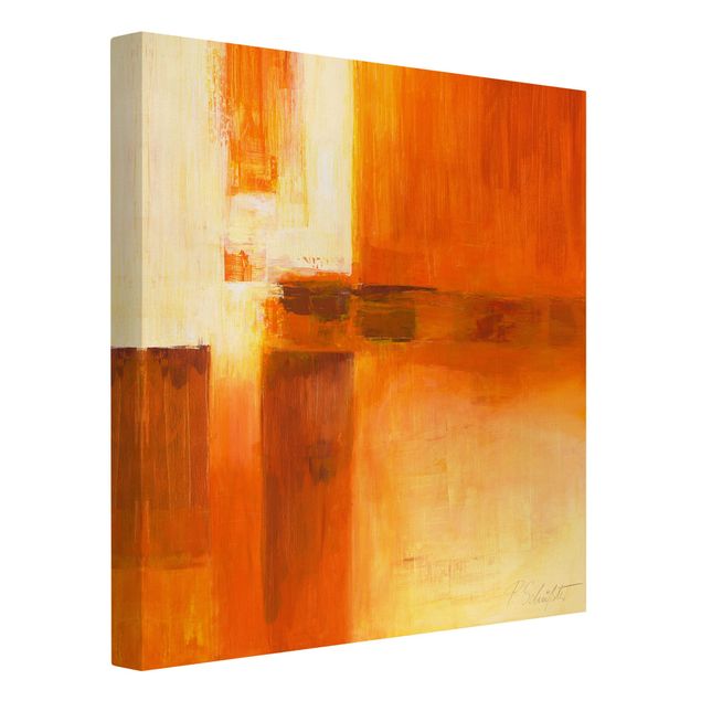 Tableaux reproduction Composition en orange et brun 01
