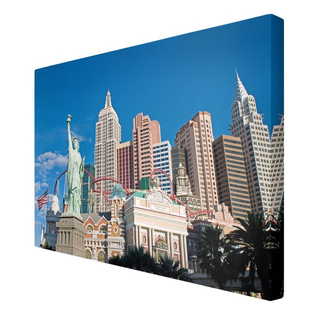 Tableaux toile Silhouette urbaine de Las Vegas avec lettrage