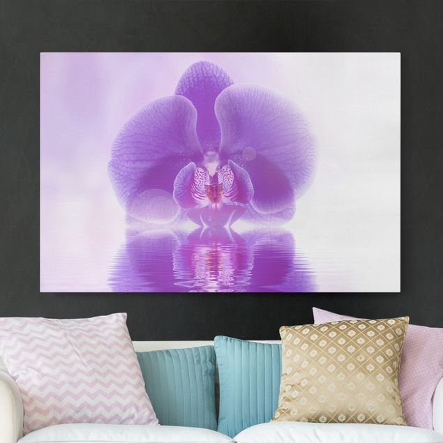 Déco murale cuisine Orchidée violette sur l'eau
