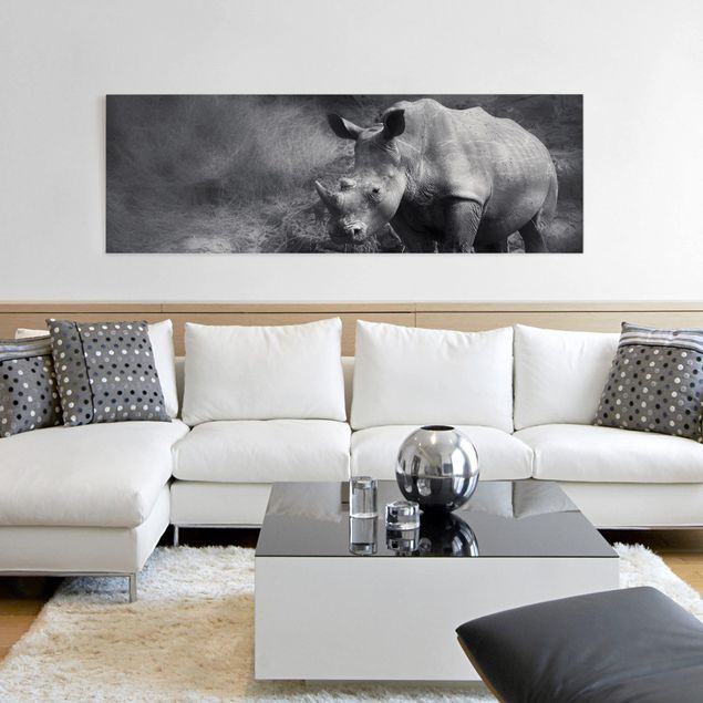 Tableaux sur toile en noir et blanc Rhinocéros solitaire