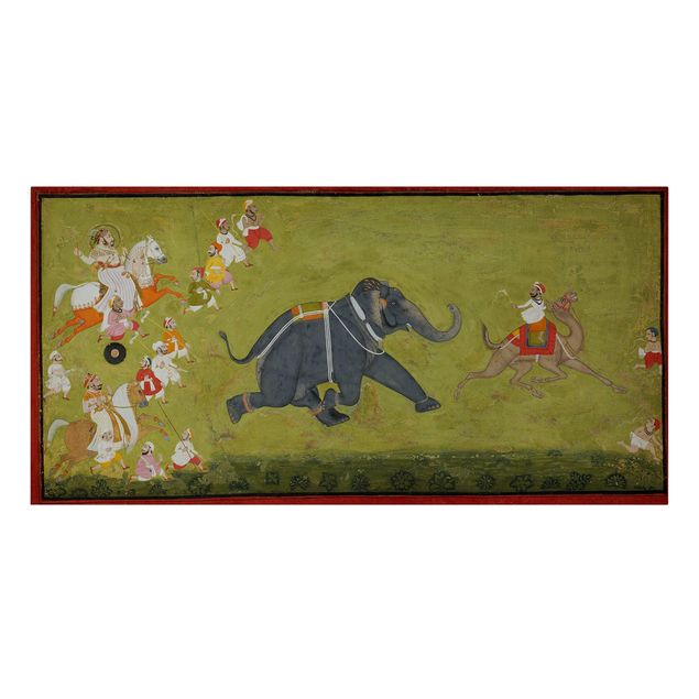 Tableau moderne Maharaja Jagat Singh poursuit un éléphant en fuite