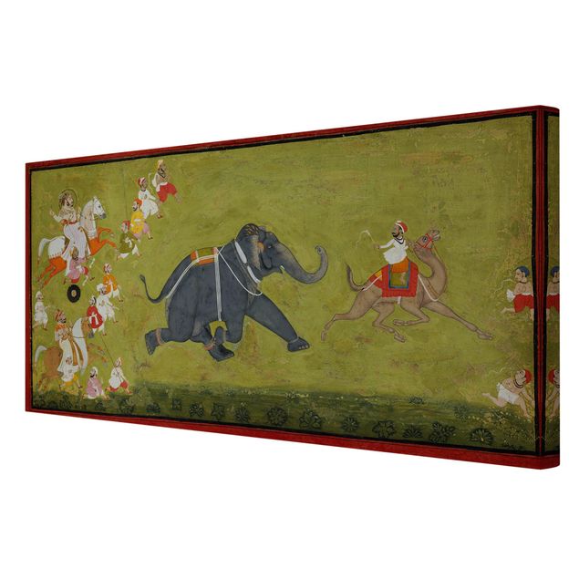 Tableau animaux Maharaja Jagat Singh poursuit un éléphant en fuite
