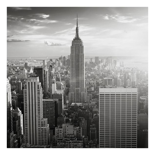 Tableaux sur toile en noir et blanc Manhattan Skyline