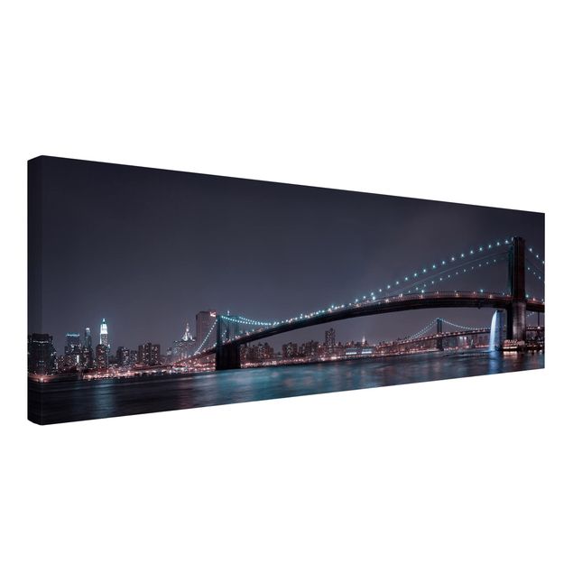 Tableaux moderne Silhouette urbaine de Manhattan et pont de Brooklyn