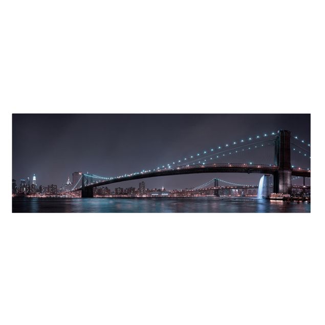 Tableau de ville Silhouette urbaine de Manhattan et pont de Brooklyn