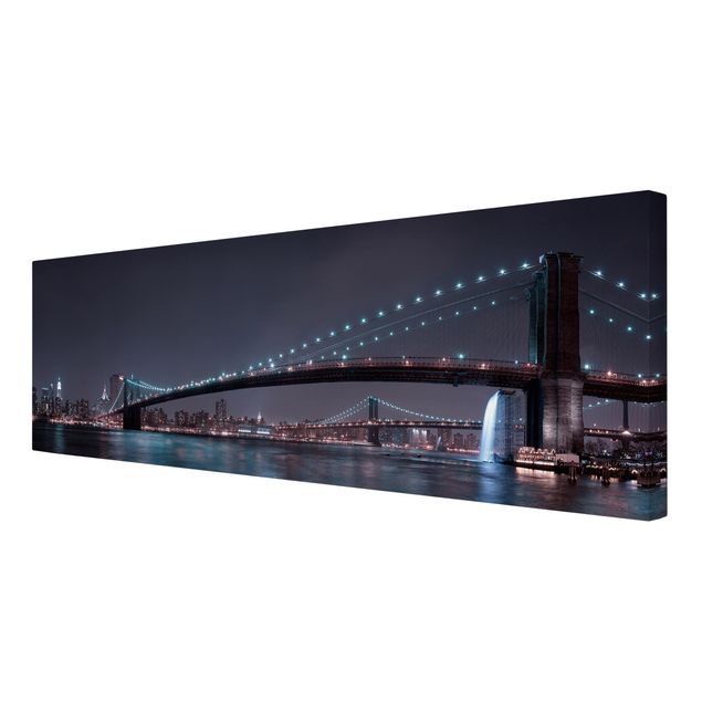 Tableau toile ville Silhouette urbaine de Manhattan et pont de Brooklyn