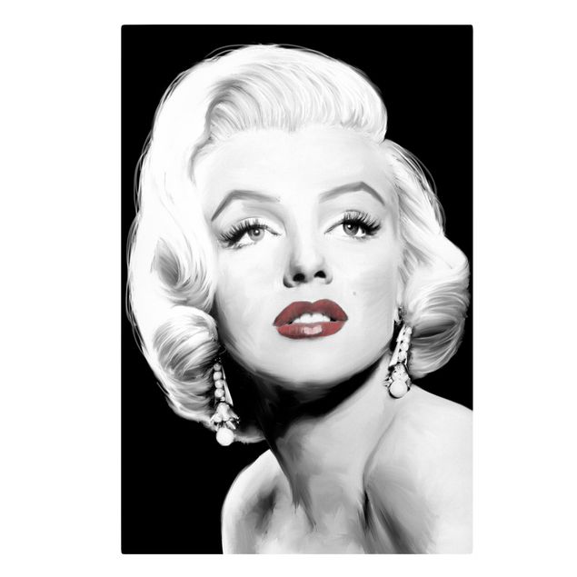 Tableaux noir et blanc Marilyn avec des boucles d'oreilles