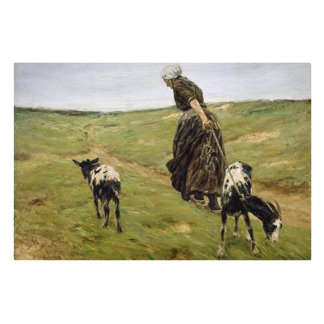 Tableaux animaux Max Liebermann - Femme avec des nounous dans les dunes